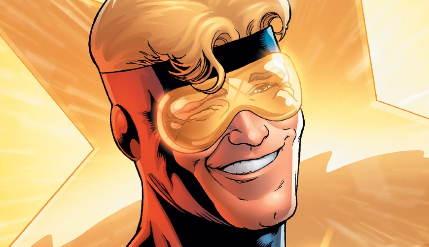 Gladiador Dourado sorrindo em capa da DC Comics