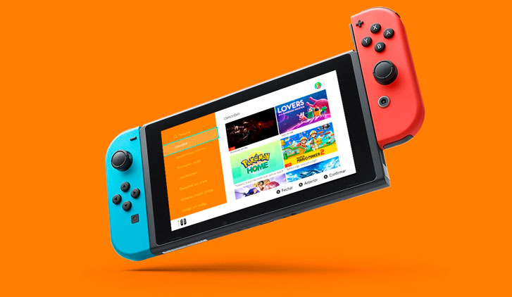 Console Nintendo Switch 2 em sua base de carregamento e transmissão para TV