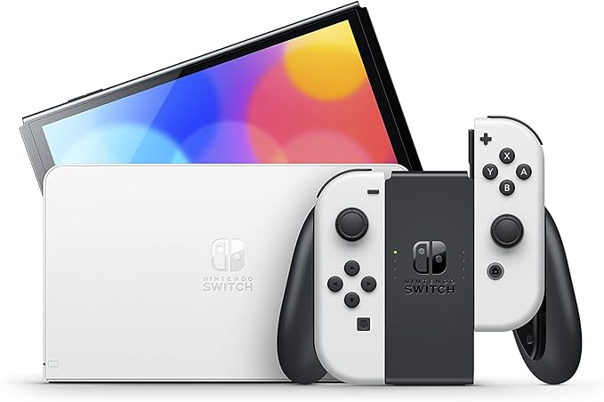 Console Nintendo Switch OLED com seus controles e base